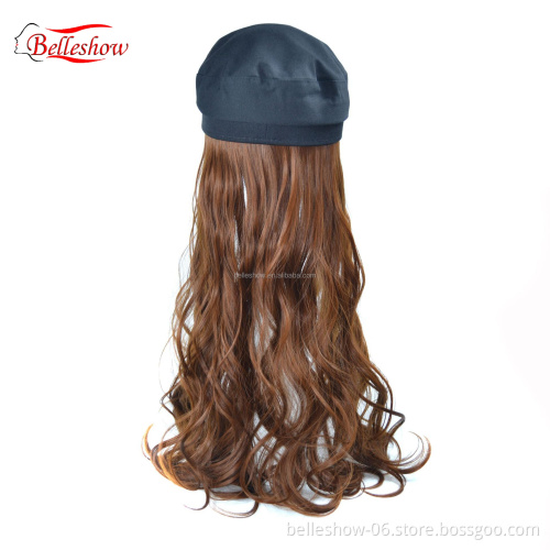 Hot sell cheap wholesale  fashion girl black curly wig cap Long curly hair hat wig long curly hair Navy hat wig cap